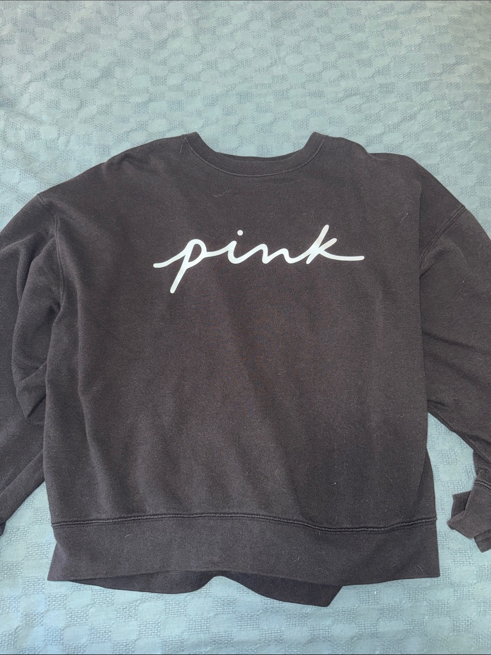 PINK Victoria's Secret Black Crew Sweatshirt with White Script